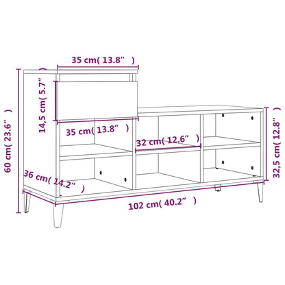 Skoskap Skohylle Skobenk Røkt Eik 102x36x60 cm