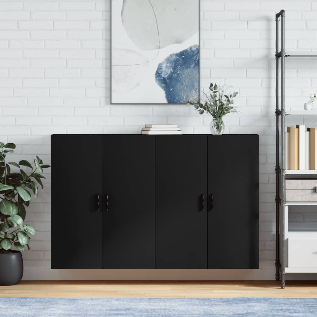 Veggskap Svart 2 stk 69,5x34x90 cm