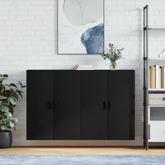 Veggskap Svart 2 stk 69,5x34x90 cm