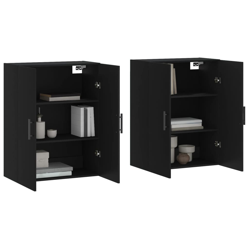 Veggskap Svart 2 stk 69,5x34x90 cm