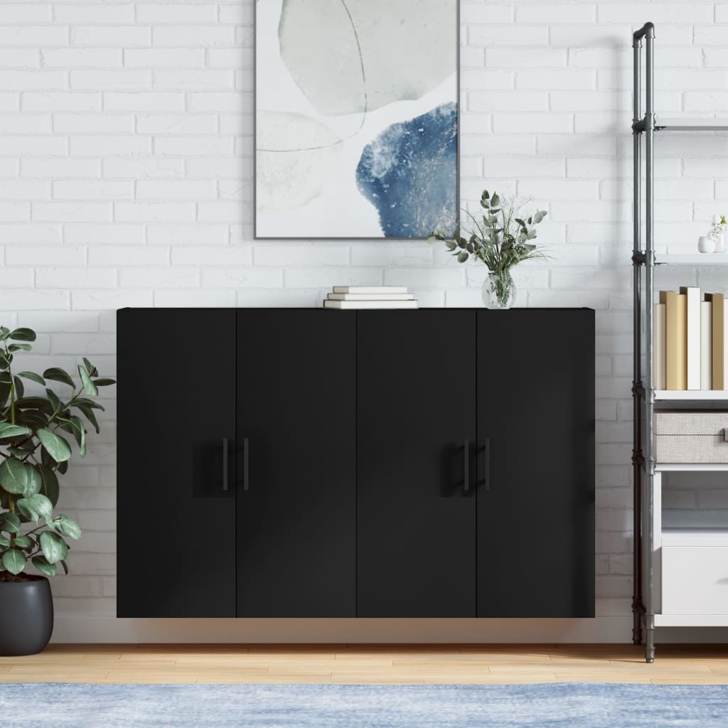 Veggskap Svart 2 stk 69,5x34x90 cm