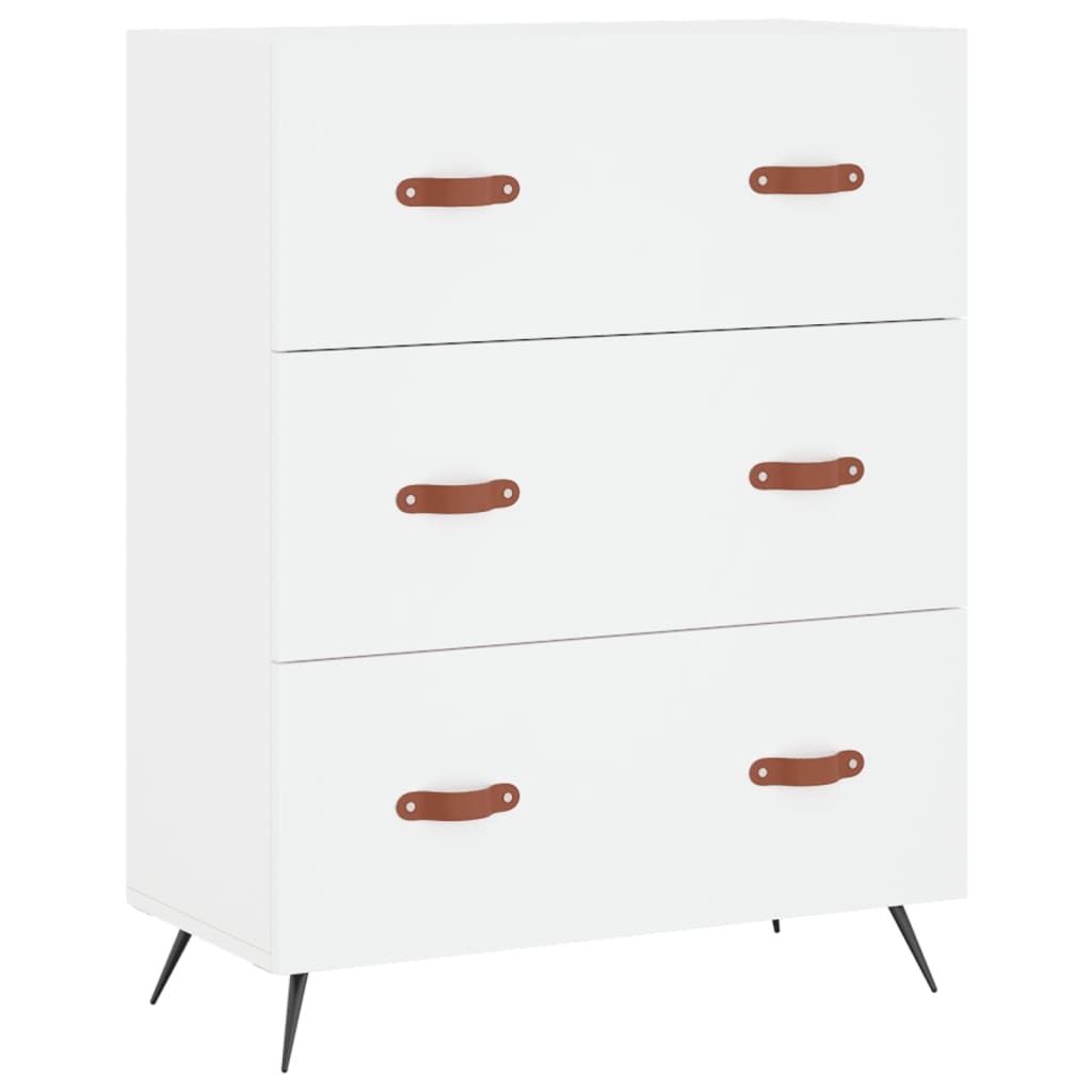 Highboard hvit 69,5x34x180 cm konstruert tre