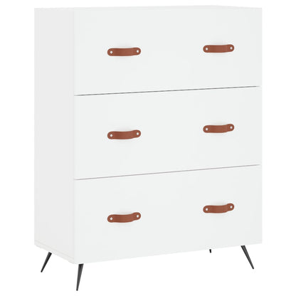 Highboard hvit 69,5x34x180 cm konstruert tre