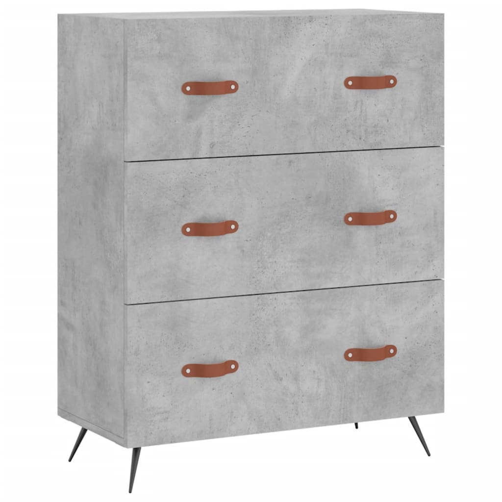 Highboard betonggrå 69,5x34x180 cm konstruert tre