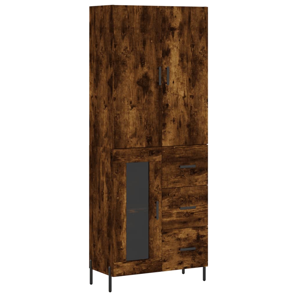 Highboard røkt eik 69,5x34x180 cm konstruert tre