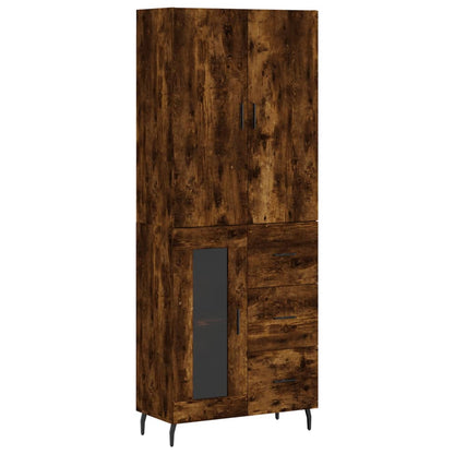 Highboard røkt eik 69,5x34x180 cm konstruert tre