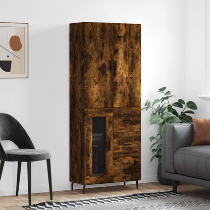 Highboard røkt eik 69,5x34x180 cm konstruert tre