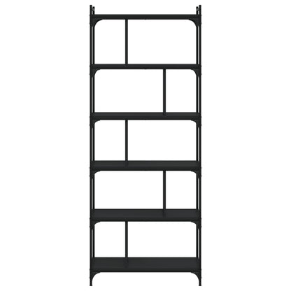 Bokhylle Svart 6 etasjer 76x32x192 cm
