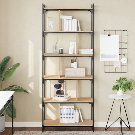 Bokhylle Sonoma Eik 6 etasjer 76x32x192 cm