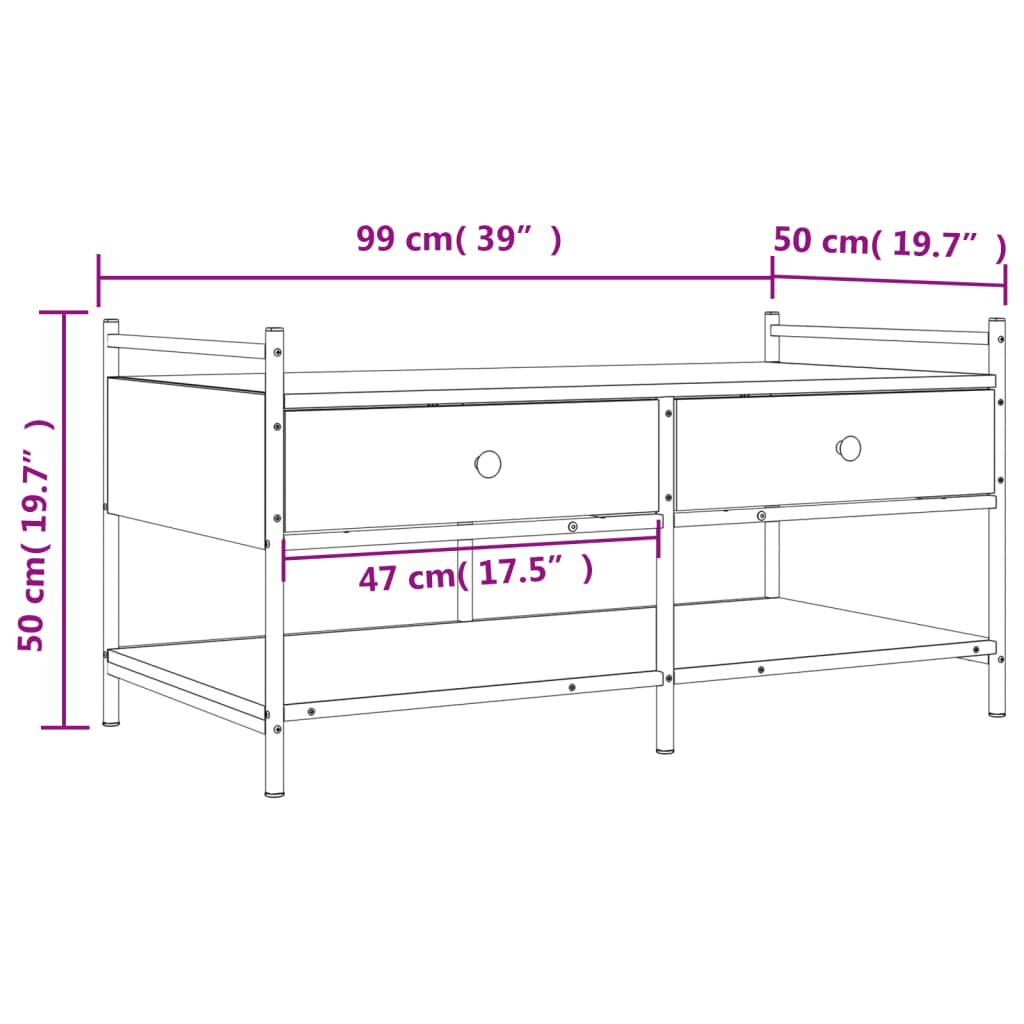 Salongbord Sofabord Brun Eik 99x50x50 cm