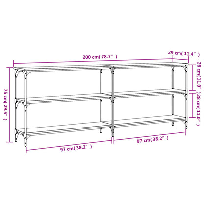 Avlastningsbord Konsollbord Røkt Eik 200x29x75 cm
