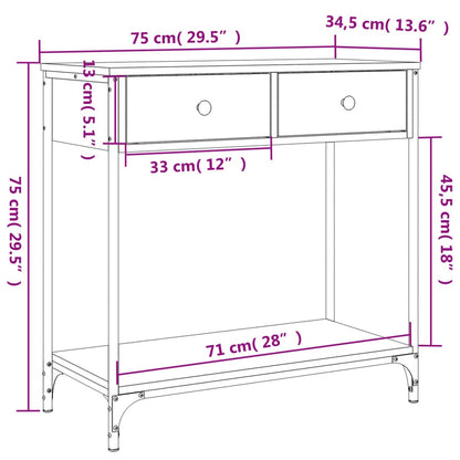 Avlastningsbord Konsollbord Sonoma Eik 75x34,5x75 cm