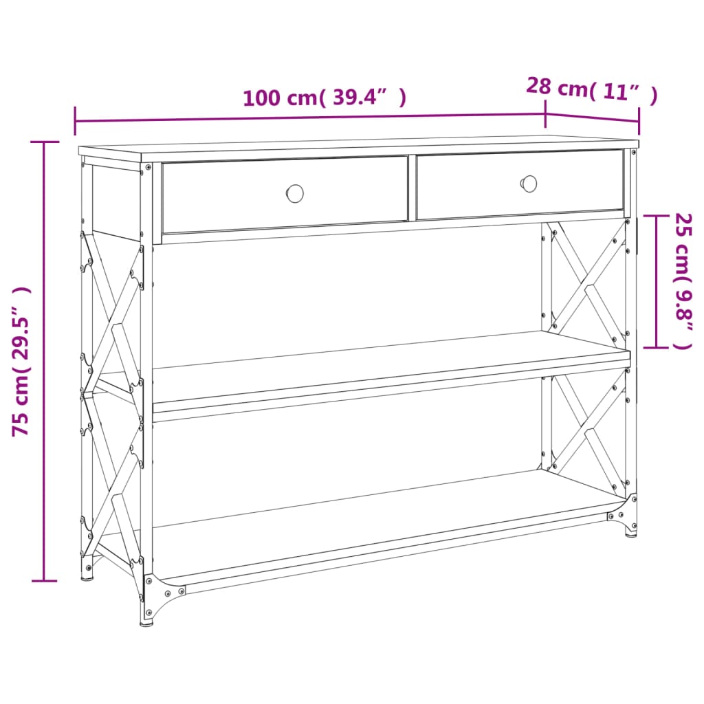Avlastningsbord Konsollbord Sonoma Eik 100x28x75 cm