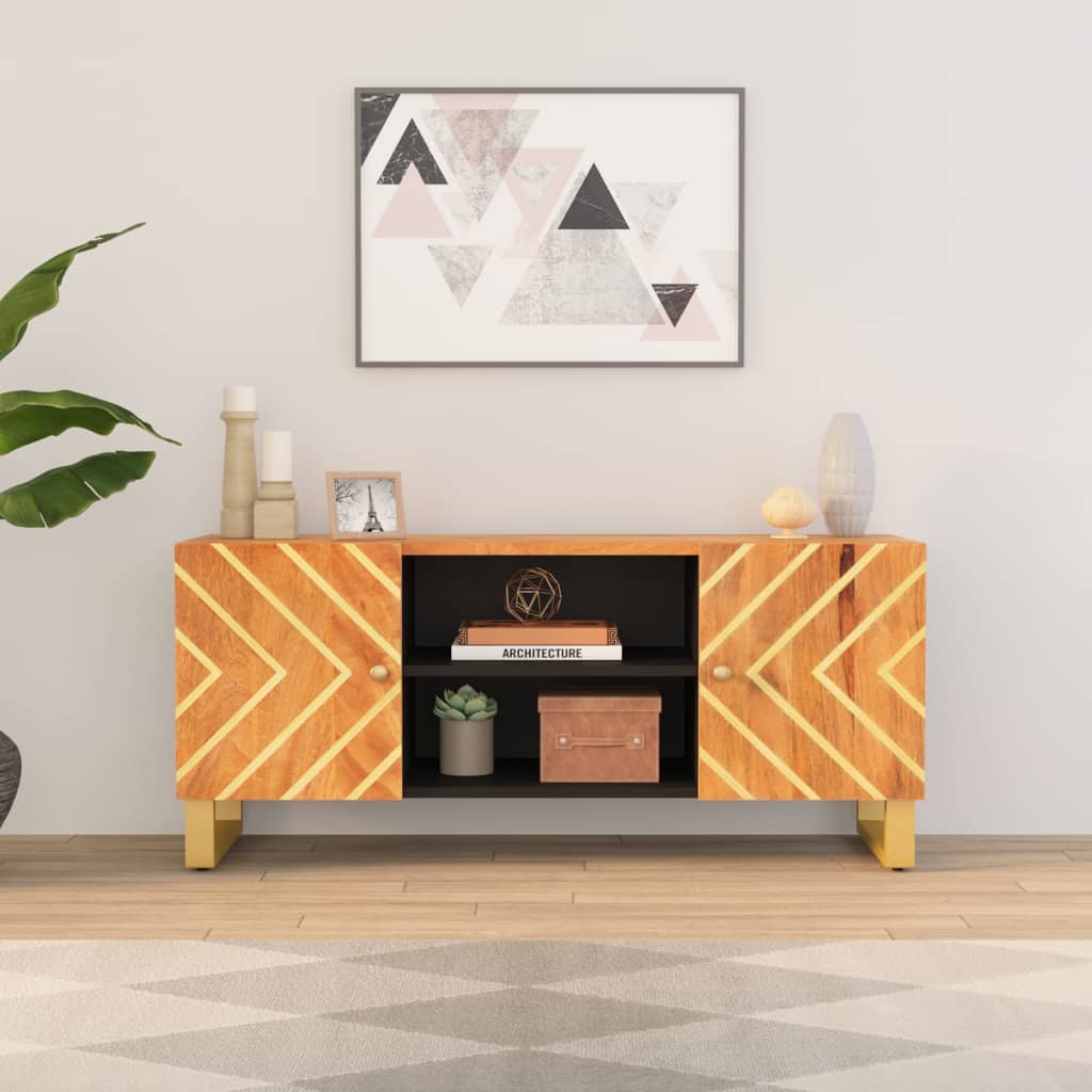TV-Møbel Svart TV-benk Brun 105x33,5x46 cm heltre mango
