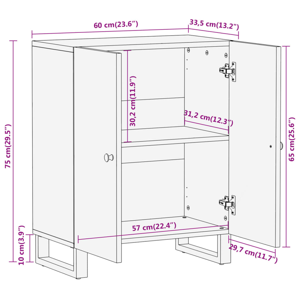 TV-Møbel Svart TV-benk Brun 60x33,5x75 cm heltre mango