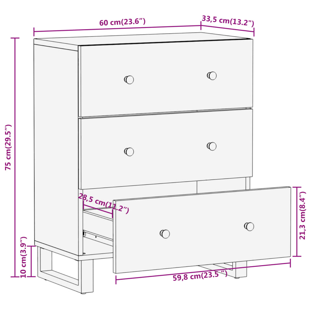 TV-Møbel Svart TV-benk Brun 60x33,5x75 cm heltre mango