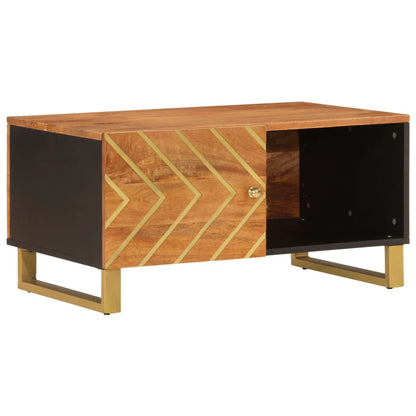 Salongbord Sofabord Brun Svart Tre heltre furu 80x50x40 cm