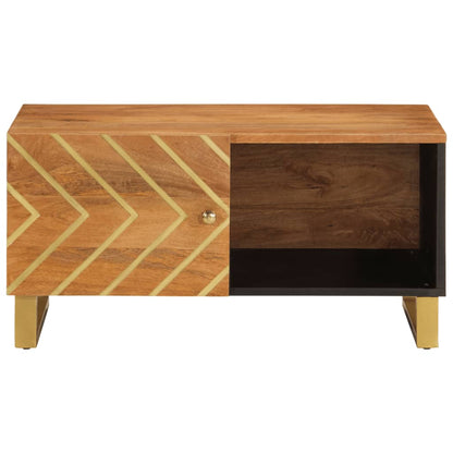 Salongbord Sofabord Brun Svart Tre heltre furu 80x50x40 cm