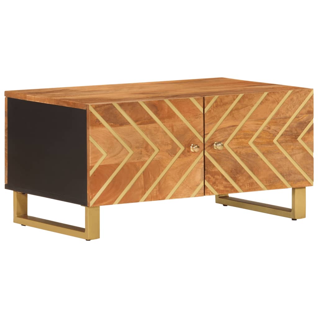 Salongbord Sofabord Brun Tre heltre furu Brun og Svart 80x50x40 cm