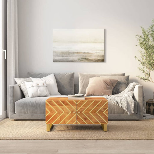 Salongbord Sofabord Brun Tre heltre furu Brun og Svart 80x50x40 cm