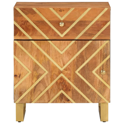 Nattbord Sengbord Tre heltre mangotre Brun og Svart 50x33x60 cm