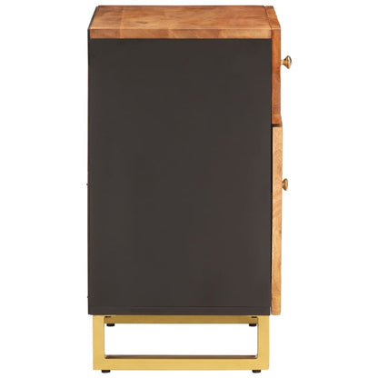 Nattbord Sengbord Tre heltre mangotre Brun og Svart 50x33x60 cm