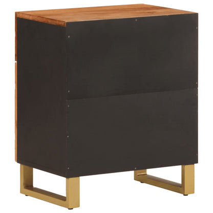 Nattbord Sengbord Tre heltre mangotre Brun og Svart 50x33x60 cm