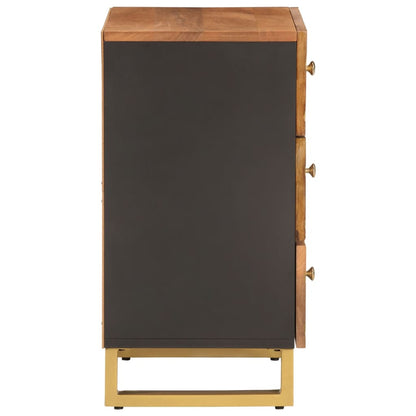Nattbord Sengbord Tre heltre mangotre Brun og Svart 50x33x60 cm