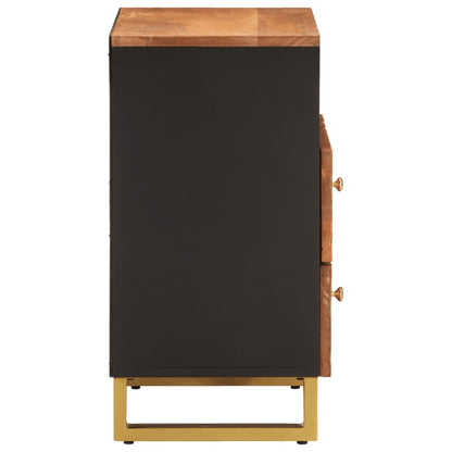 Nattbord Sengbord Tre heltre mangotre Brun og Svart 50x33x60 cm