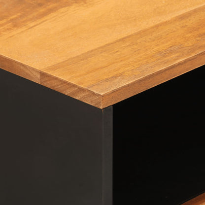 Nattbord Sengbord Tre heltre mangotre Brun og Svart 50x33x60 cm