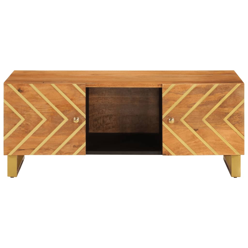Salongbord Sofabord Brun Svart Tre heltre furu 100x54x40 cm