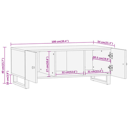Salongbord Sofabord Brun Svart Tre heltre furu 100x54x40 cm