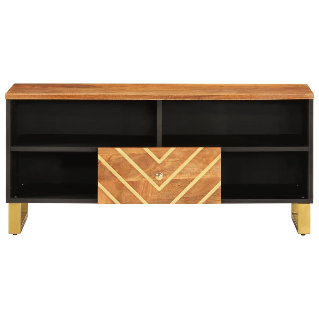 TV-Møbel Svart TV-benk Brun 100x33,5x46 cm heltre mango