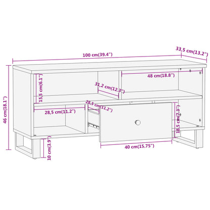 TV-Møbel Svart TV-benk Brun 100x33,5x46 cm heltre mango