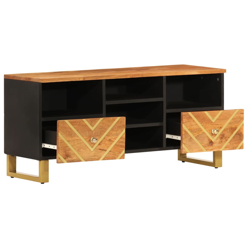 TV-Møbel Svart TV-benk Brun 100x33,5x46 cm heltre mango