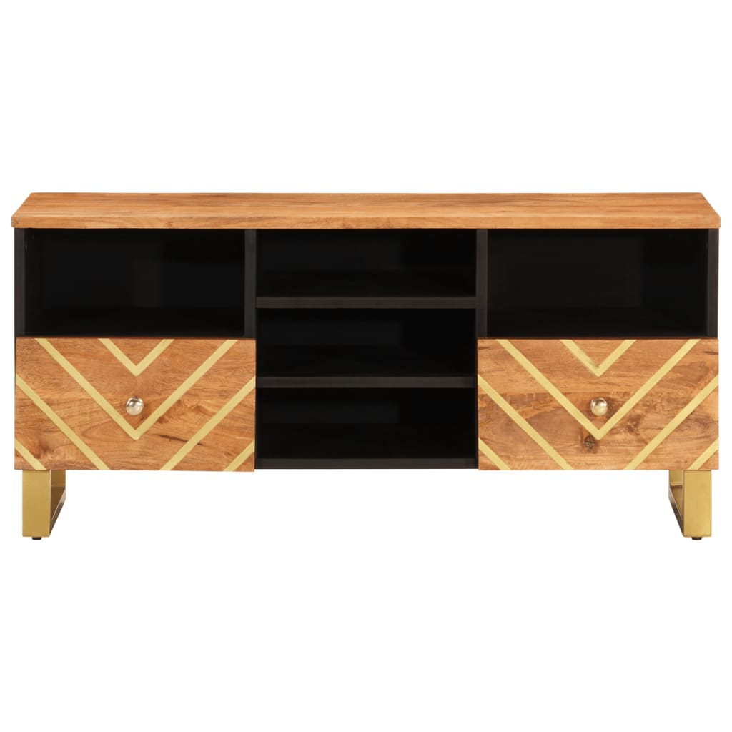TV-Møbel Svart TV-benk Brun 100x33,5x46 cm heltre mango