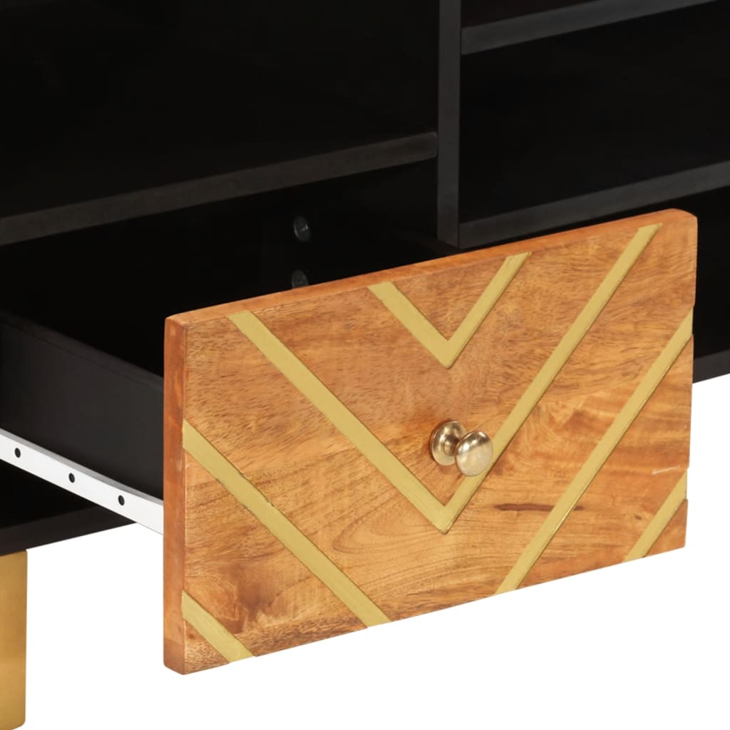 TV-Møbel Svart TV-benk Brun 100x33,5x46 cm heltre mango