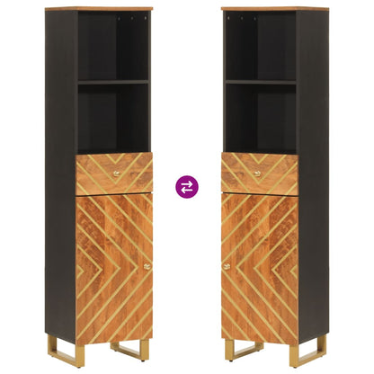 Baderomsskap Brun Svart 38x33,5x160 cm heltre mango