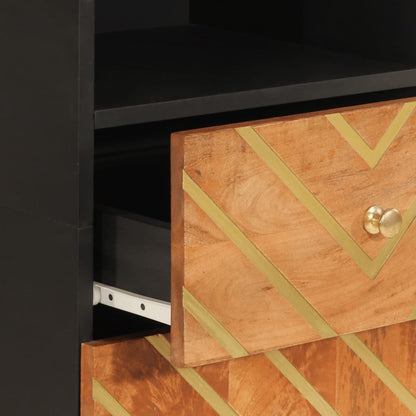 Baderomsskap Brun Svart 38x33,5x160 cm heltre mango