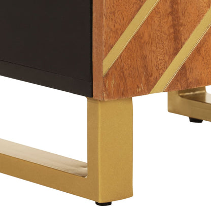 Baderomsskap Brun Svart 38x33,5x160 cm heltre mango