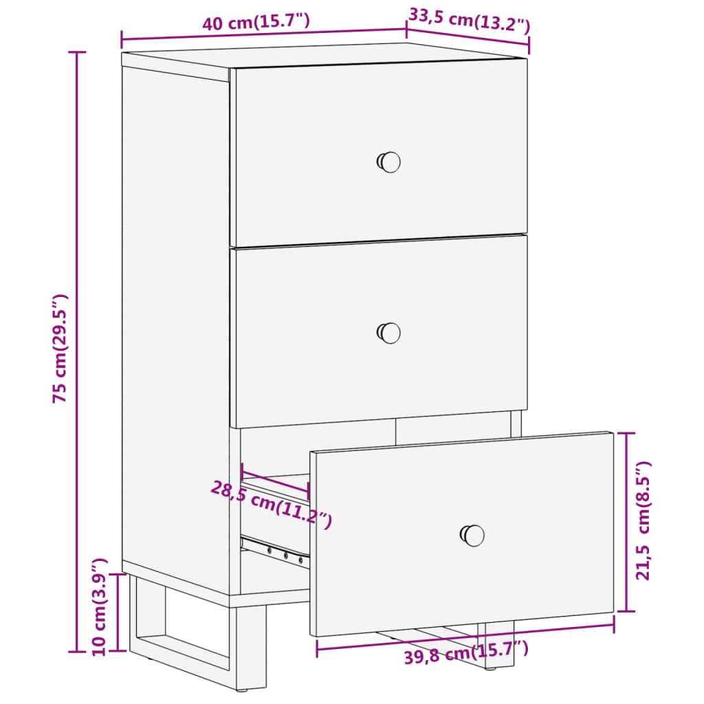 TV-Møbel Svart TV-benk Brun 40x33,5x75 cm heltre mango