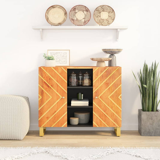 TV-Møbel Svart TV-benk Brun 90x33,5x75 cm heltre mango