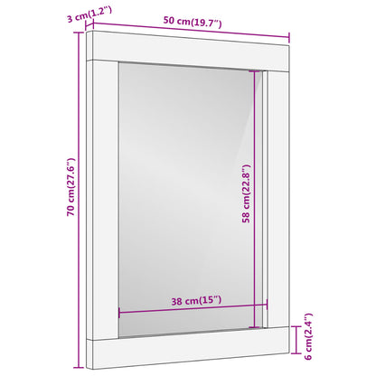 Baderomsspeil brun 50x70x3 cm heltre mango og glass