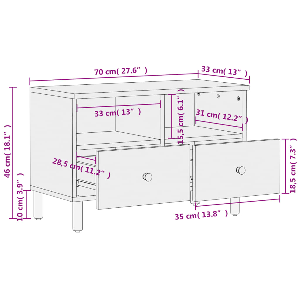TV-Møbel Svart Tv-benk 70x33x46 cm heltre mango