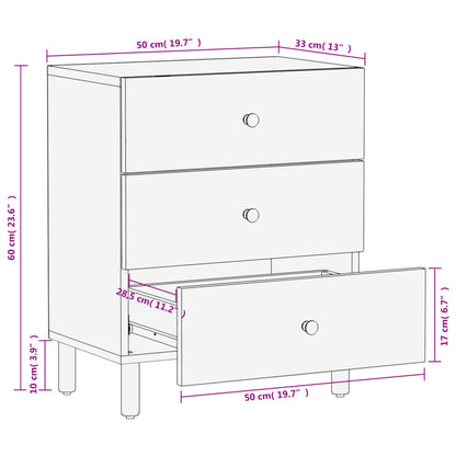 Nattbord Sengbord Svart 50x33x60 cm heltre mangotre