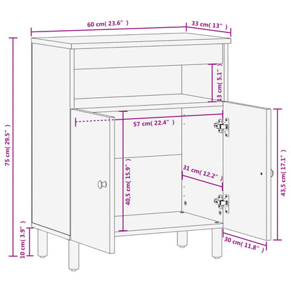 Skap Svart 60x33x75 cm heltre mango