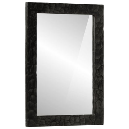 Baderomsspeil svart 50x70x2,5 cm heltre mango og glass
