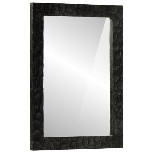 Baderomsspeil svart 50x70x2,5 cm heltre mango og glass