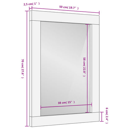 Baderomsspeil svart 50x70x2,5 cm heltre mango og glass
