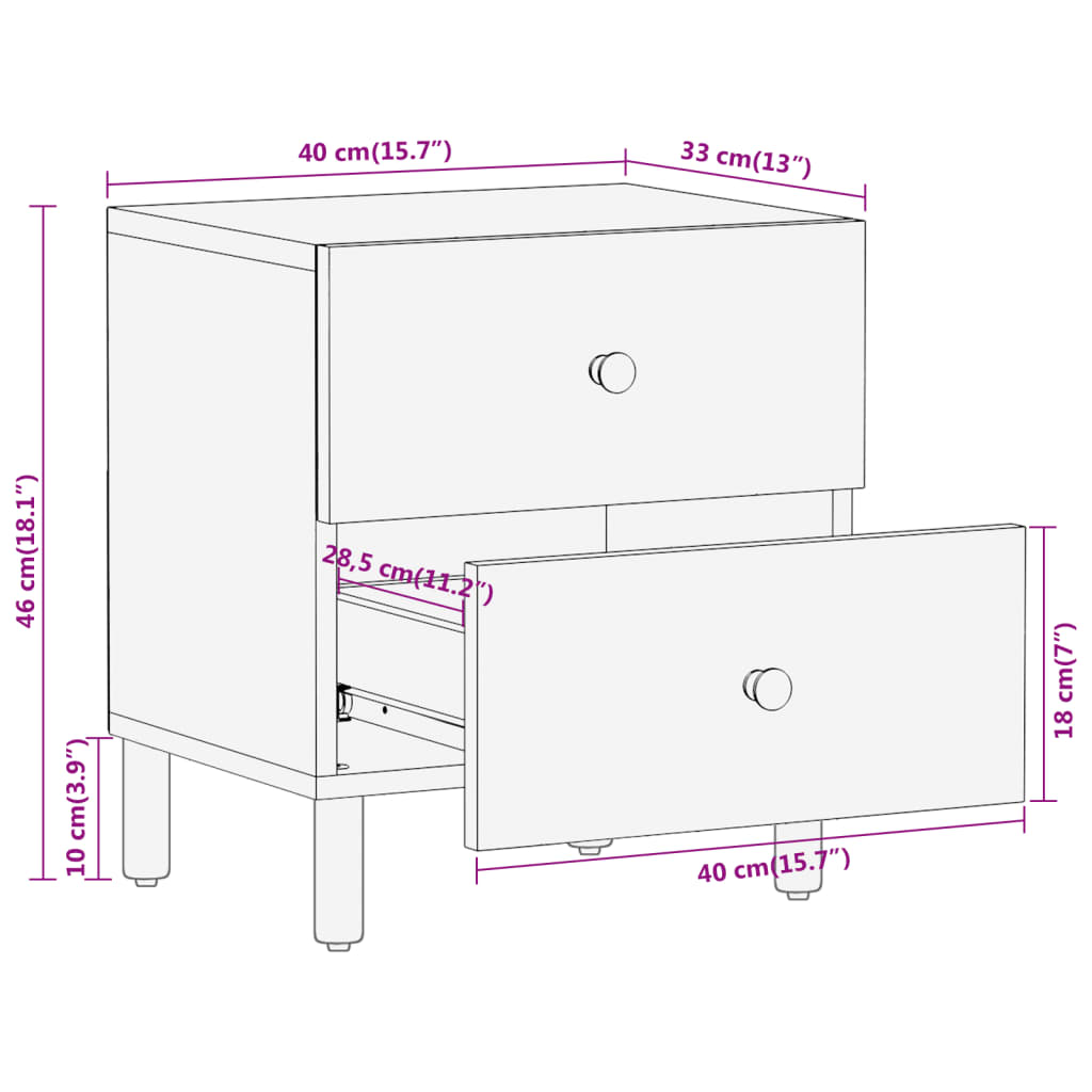 Nattbord Sengbord Tre Heltre Akasietre 40x33x46 cm
